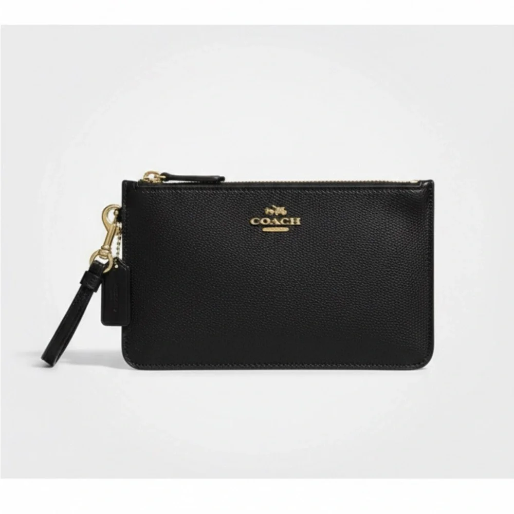 Coach Black Leather‎ Wristlet with Gold Details - 5100